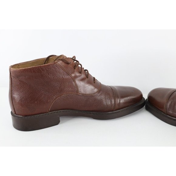 Vintage 90s Mens Size 12 Distressed Leather Toe Cap Ankle Chukka Boots Brown main image 4